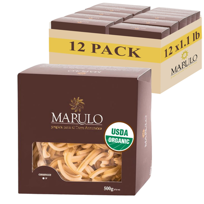 Marulo, Organic Casarecce Pasta, Artisan Bronze Die-Cut, 12 Pack x 1.1 lb