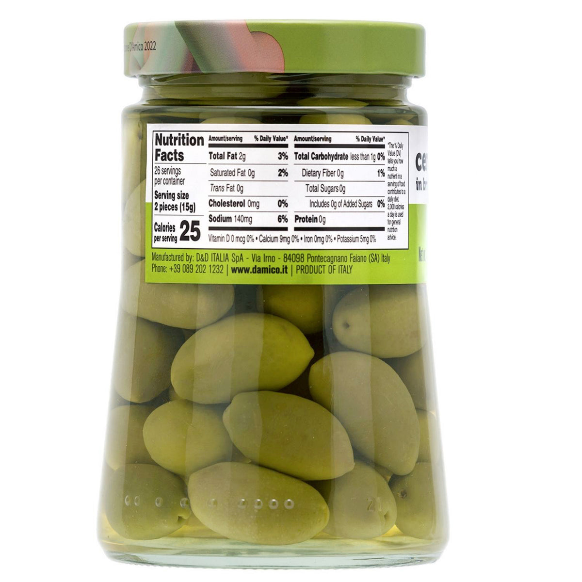 Fratelli D'Amico, Cerignola Olives, Green Olives In Brine, Green Sicil