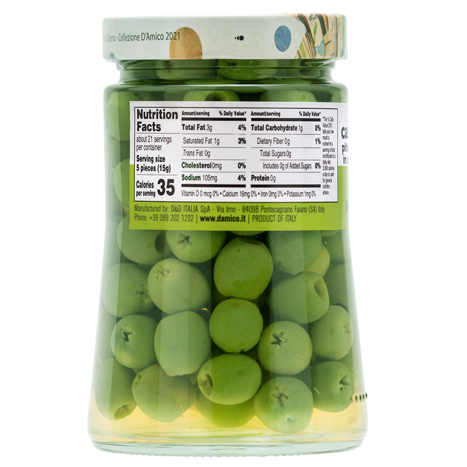 Fratelli D'Amico, Castelvetrano Olives, Pitted, Sicilian Green Olives, Olive Pitted, 24 oz (700g)