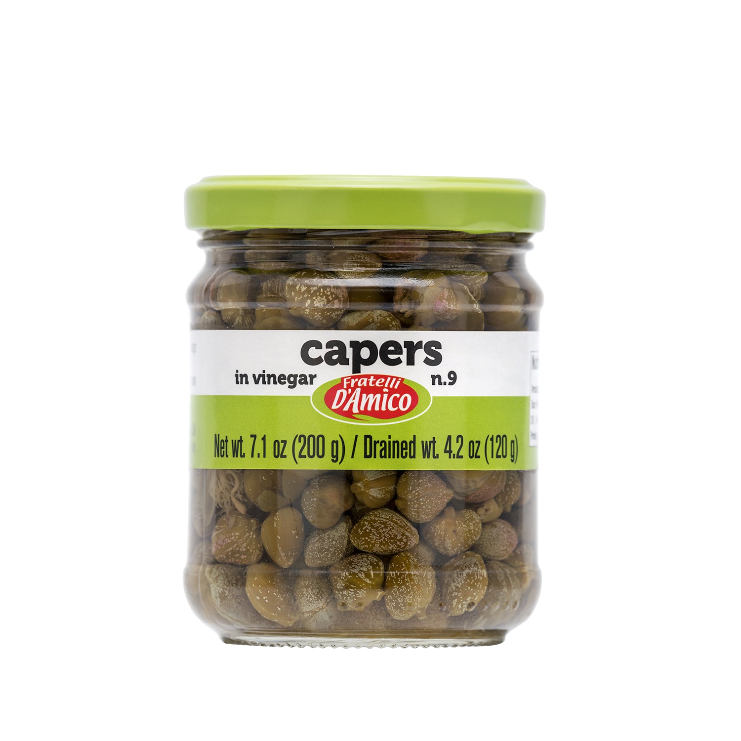 Fratelli D'Amico, Capers, 9, Italian Capers in Brine, Jar, 7.1 oz (200g), Product of Italy