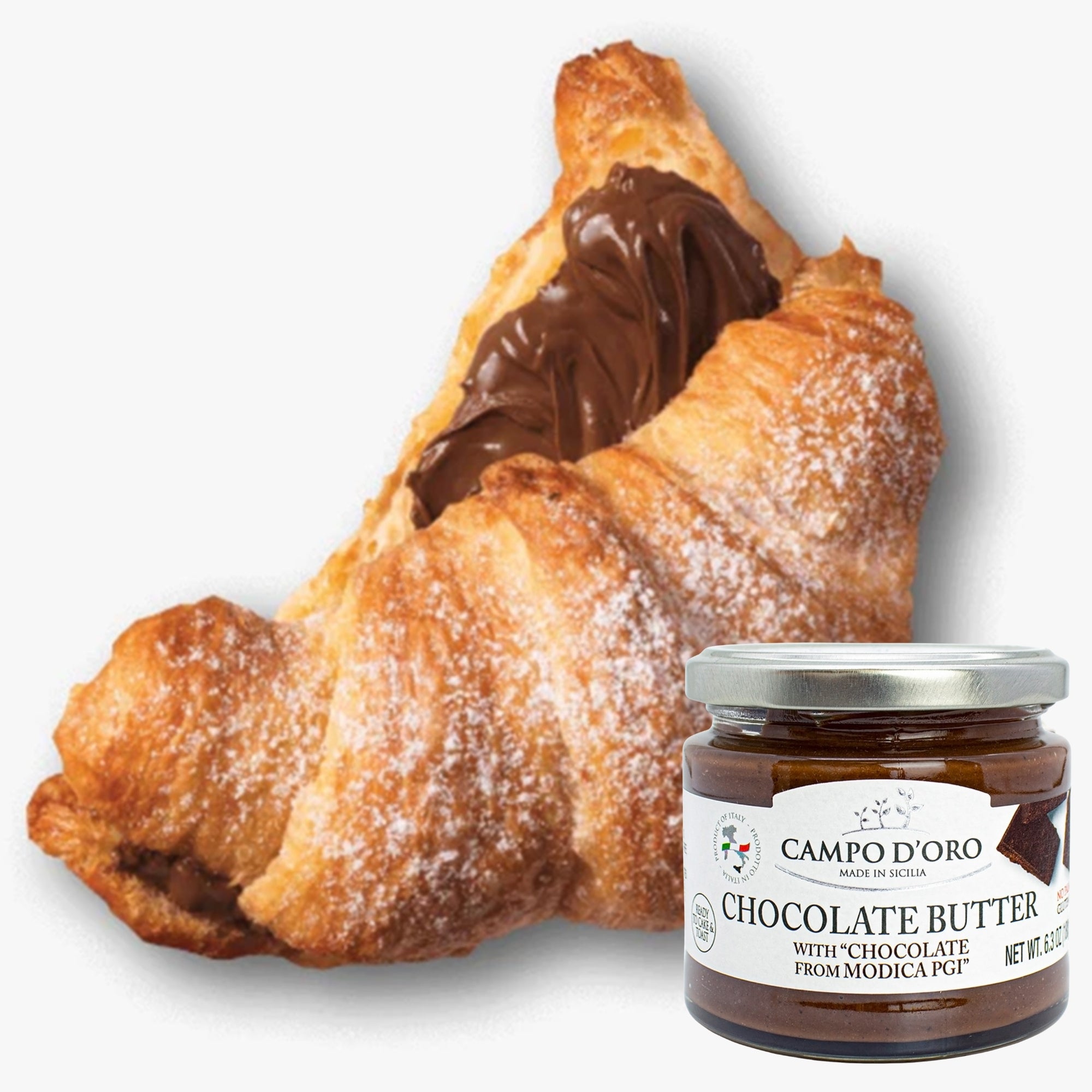 Campo D'Oro, Premium Chocolate Spread, DOP Chocolate, Creamy, Buttery, No Palm Oil, from Sicily, Italy, 6.35oz