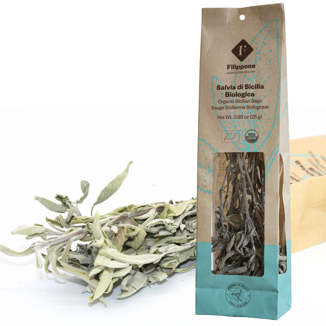 Filippone® Organic Dried Sage Bunch 25g (0.88oz) Fragrant Italian Sage Branches with Intense Aroma,