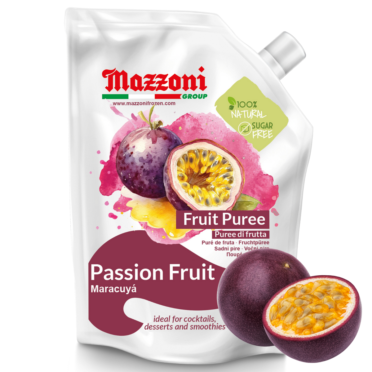 Mazzoni, Passion Fruit Puree, 100% Pure Maracuya, Just Fruit, No