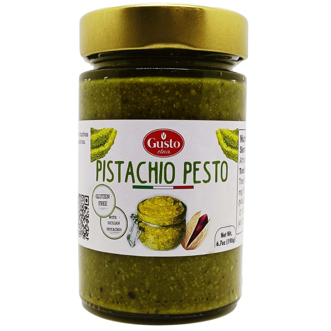 Gusto ETNA, Pistachio Pesto Jar, 6.7 oz (190g), Salty Pistachio Pesto