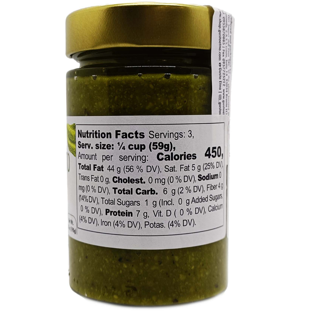 Gusto ETNA, Pistachio Pesto Jar, 6.7 oz (190g), Salty Pistachio Pesto