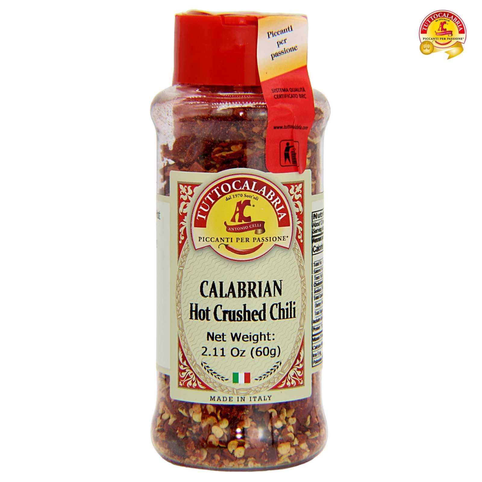 Tutto Calabria Dried Calabrian Chili Flakes Shaker 2.11 oz.