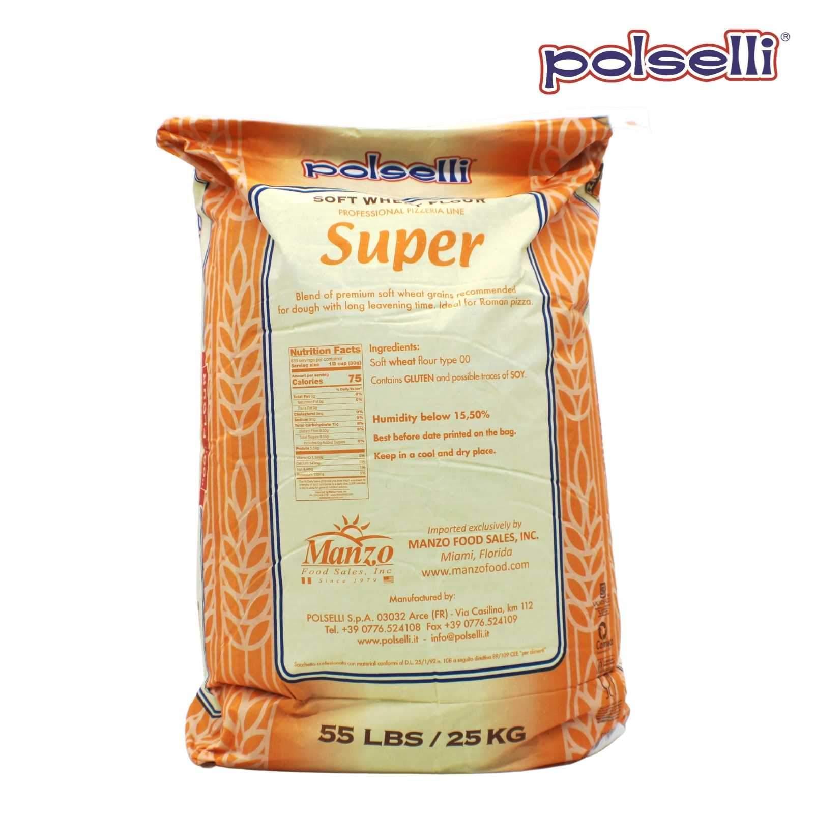 Polselli Super Pizza Flour 55lbs back