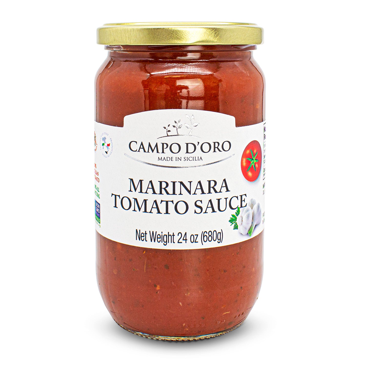 Campo D’Oro, Marinara Tomato Sauce, Glass Jar 24oz.