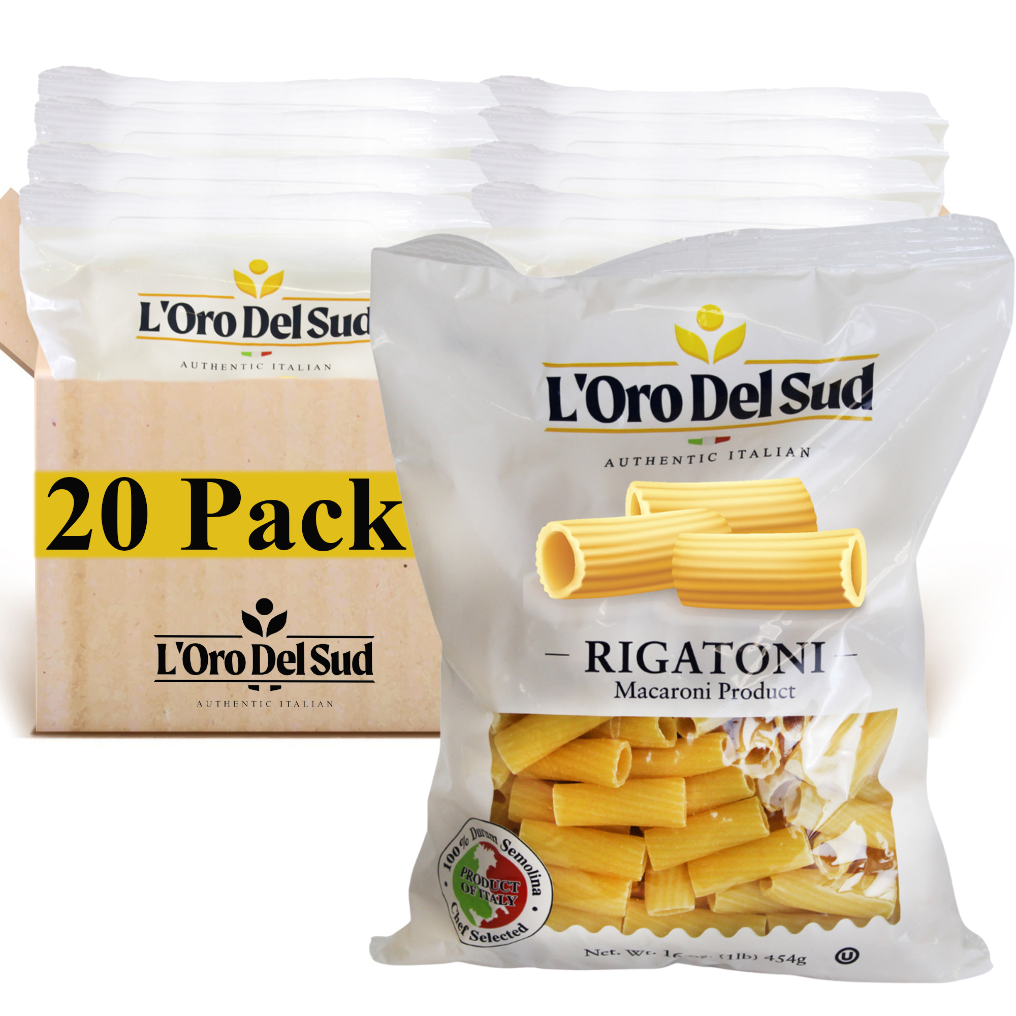 L'Oro Del Sud Rigatoni Pasta 1 lb. Bag