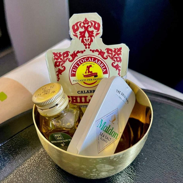 Calabrian Chili Pepper Infused Oil featured on JetBlue Mint Service