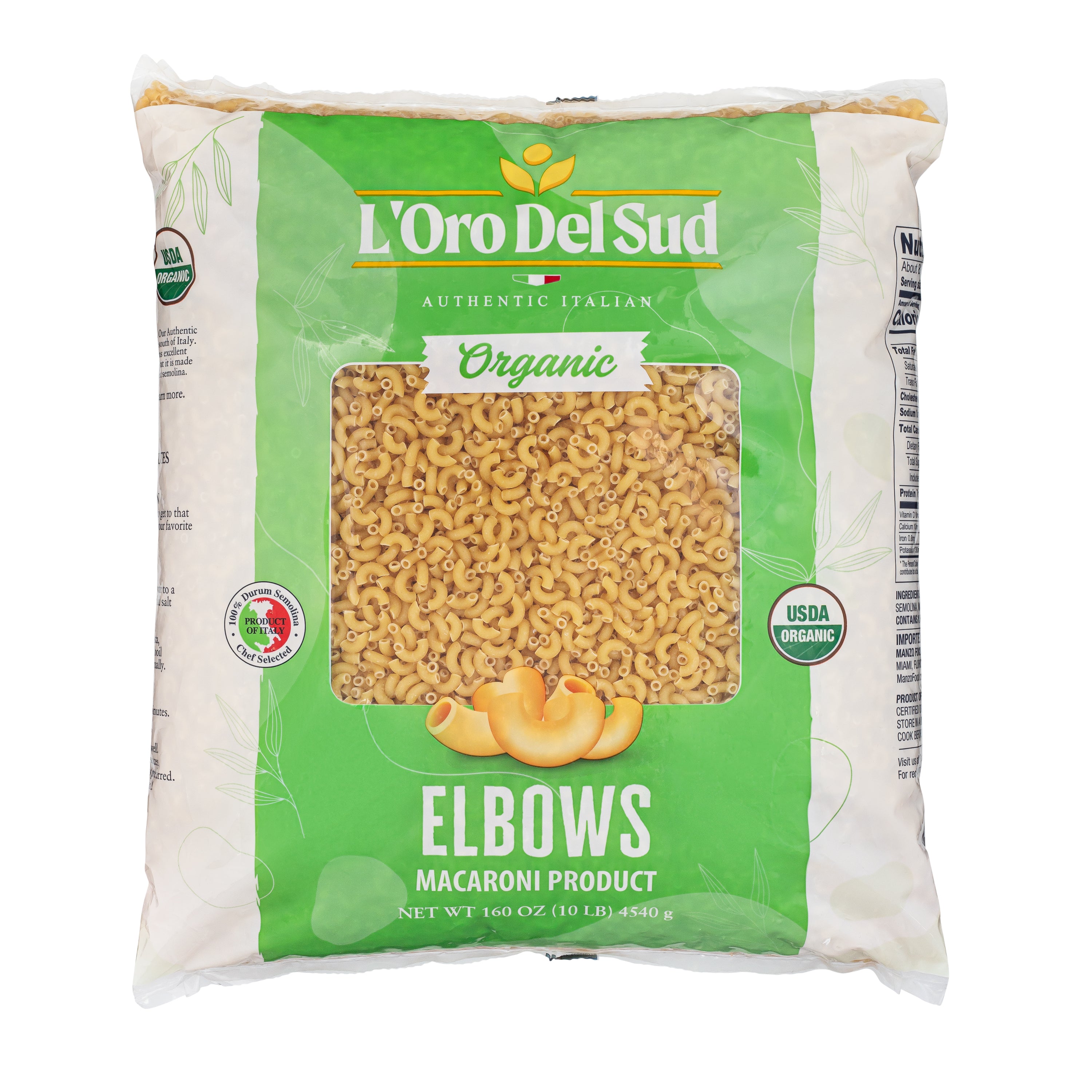 L'Oro Del Sud Elbows Pasta - 10lb Bag