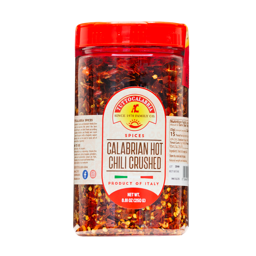 Tutto Calabria "HOT" Dried Calabrian Chili Flakes Large Shaker 8.81 oz