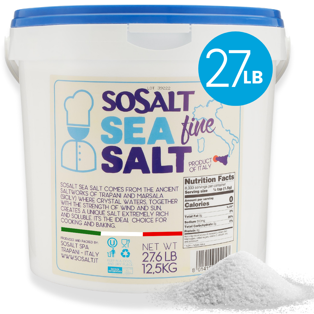 SoSalt, Fine Natural Sea Salt, 27.56 lbs (12.5 kg) Trapani Sicilian, Mediterranean