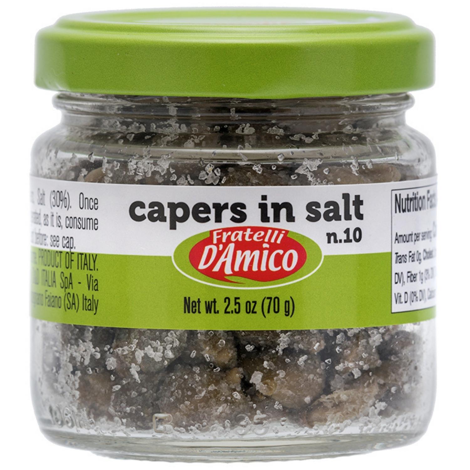Fratelli D'Amico, Capers in Salt, Caperi Sotto Sale, Salted, no, #10, Non Pareil, 2.5oz (70g), Product of Italy.