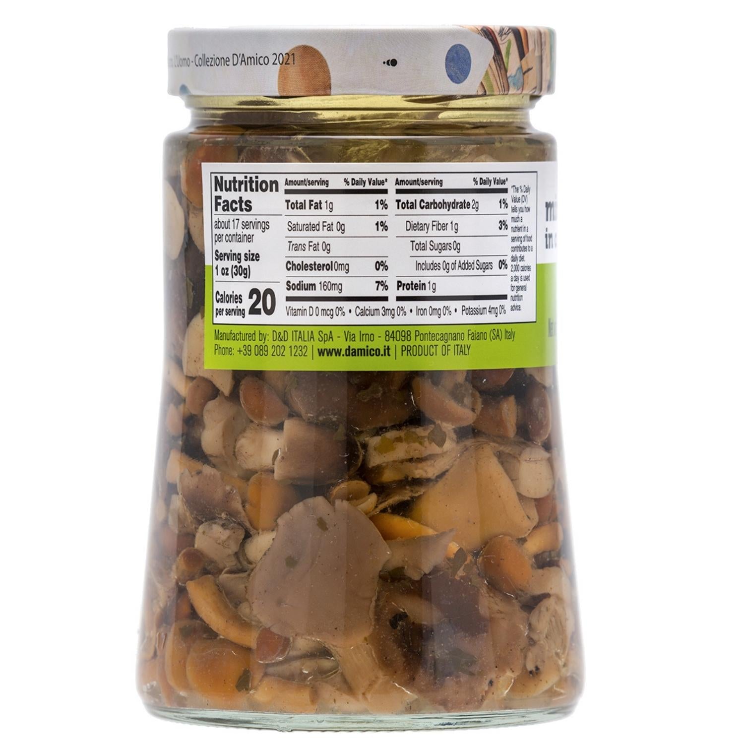Mixed Mushrooms in oil, Family-Size, 24.7 oz (700 g), Italian appetizer, NON-GMO, by Fratelli D' Amico. Product of Italy.