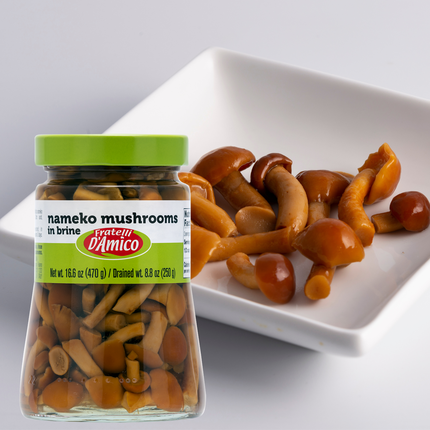 Nameko Mushooms, Forest Mushrooms, Japanese, Great for Sauteéing or in Soups, 16.6 oz (470 g), Fratelli D'Amico. Product of Italy.