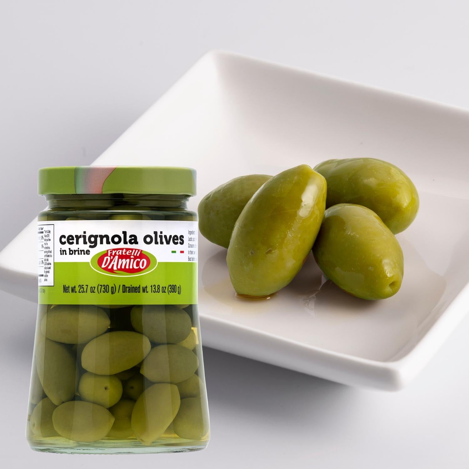 Fratelli D'Amico, Cerignola Olives, Green Olives In Brine, Green Sicilian Olive, Non-pitted,
