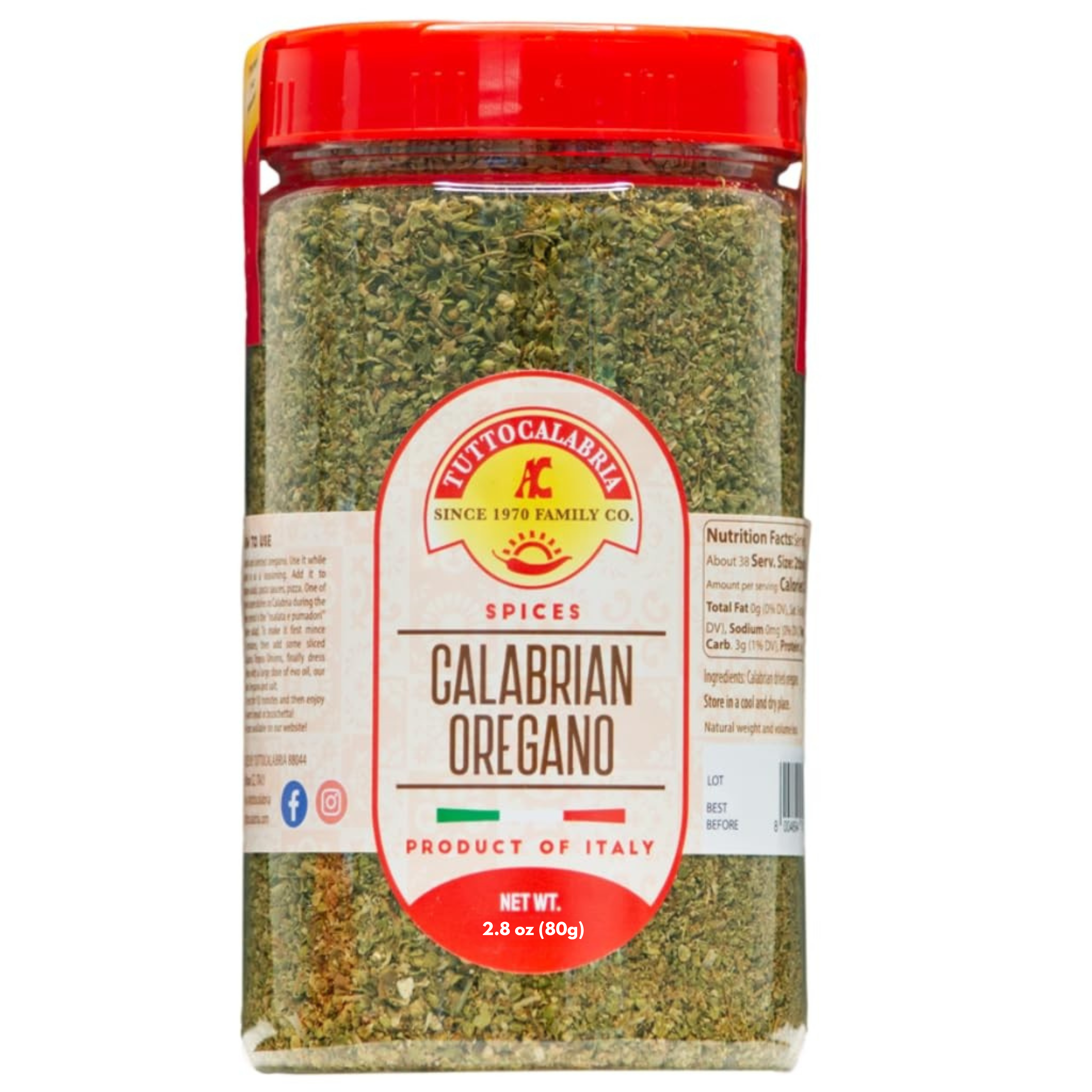 TuttoCalabria Dried Calabrian Oregano Shaker (Large) 2.8 oz