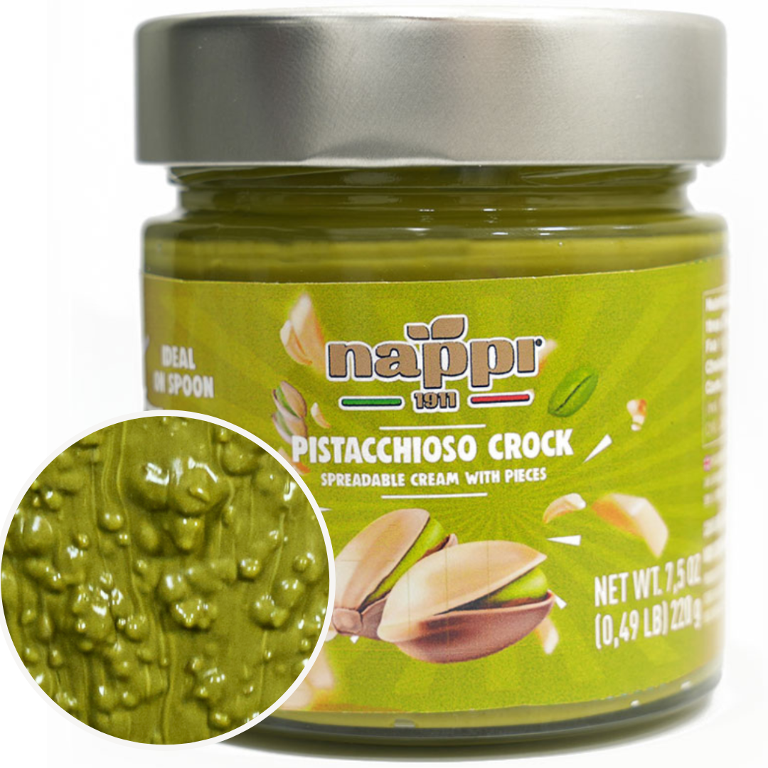Crunchy Pistachio Butter, 7.5 oz, Sweet Spreadable Pistachio Cream with a Crunch, Nut Butter, Product of Italy, Nappi 1911
