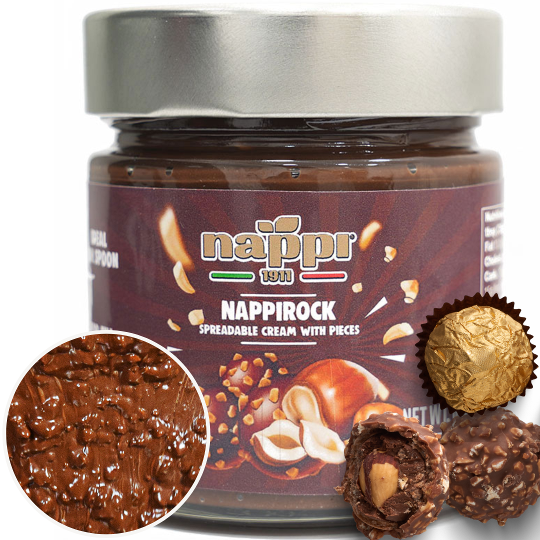 Crunchy Hazelnut Chocolate Spread (8.5 oz), Nappirock, Nocciolata, Product of Italy, Nappi 1911
