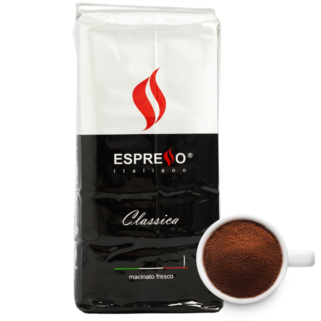 ESPRESSO® Classic blend, Espresso Ground Coffee 50% Arabica & 50% Robust, Medium Roast, Neapolitan Coffee, Espresso Coffee from Napoli.