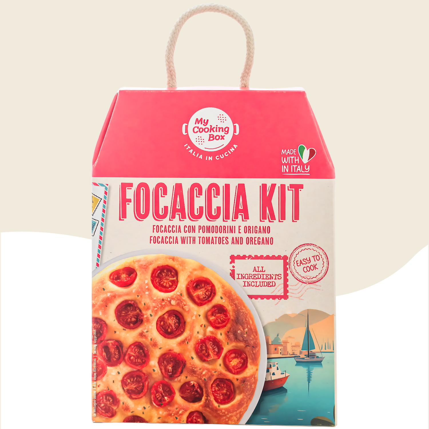 My Cooking Box - Focaccia Mix Kit - Authentic Focaccia Barese with Tomatoes - Gourmet Italian Dinner Kit - Serves 2/3