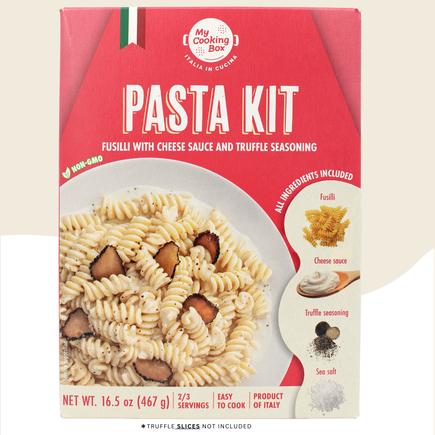 Gourmet Pasta Dinner Meal Kit – Fusilli with Cheese & Truffle Sauce, 16.5 oz (467g) Product of Italy – 2 to 3 Servings – My Cooking Box