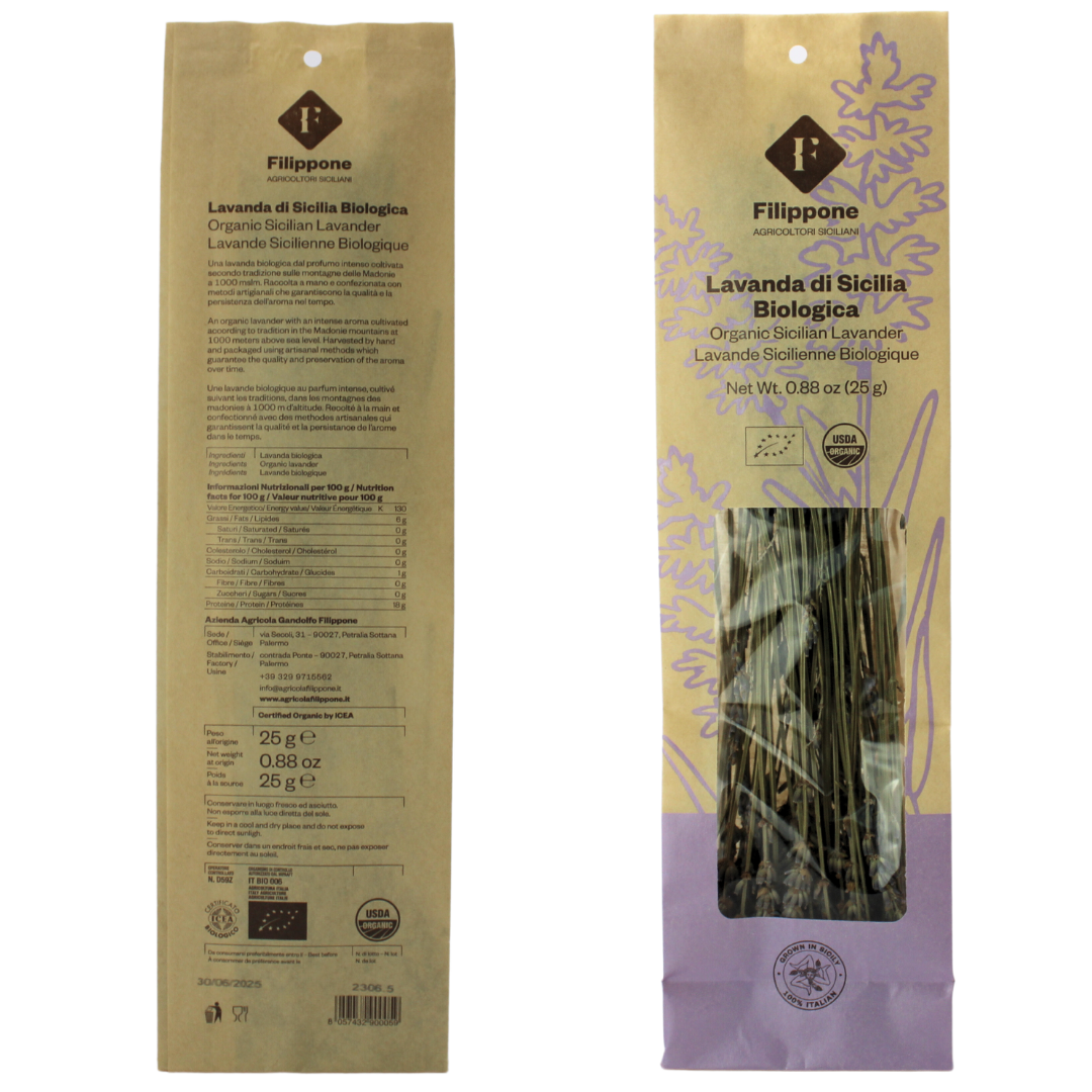 Filippone® Organic Dried Lavander Bunch 25 g (0.88 oz), Italian Dried Lavander Branches, Sicilian Lavander Leaves with Intense Aroma