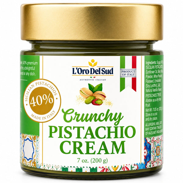 L'Oro Del Sud, Crunchy Pistachio Cream Premium 40% Pistachios, 7 oz (200g)