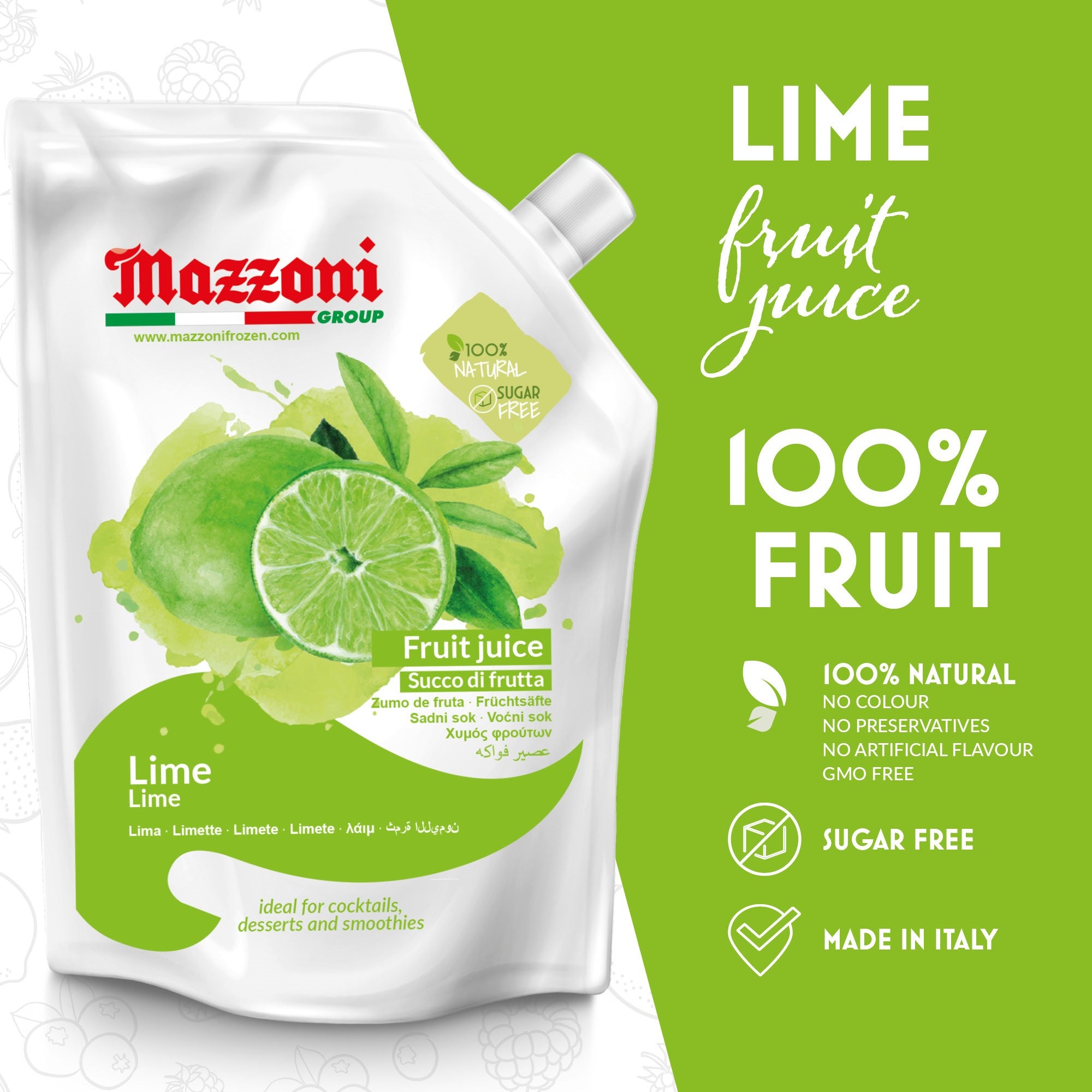 Mazzoni Real Lime Juice, 100% Pure Lime, Just Juice, No Sugar Added, 2.2 lb