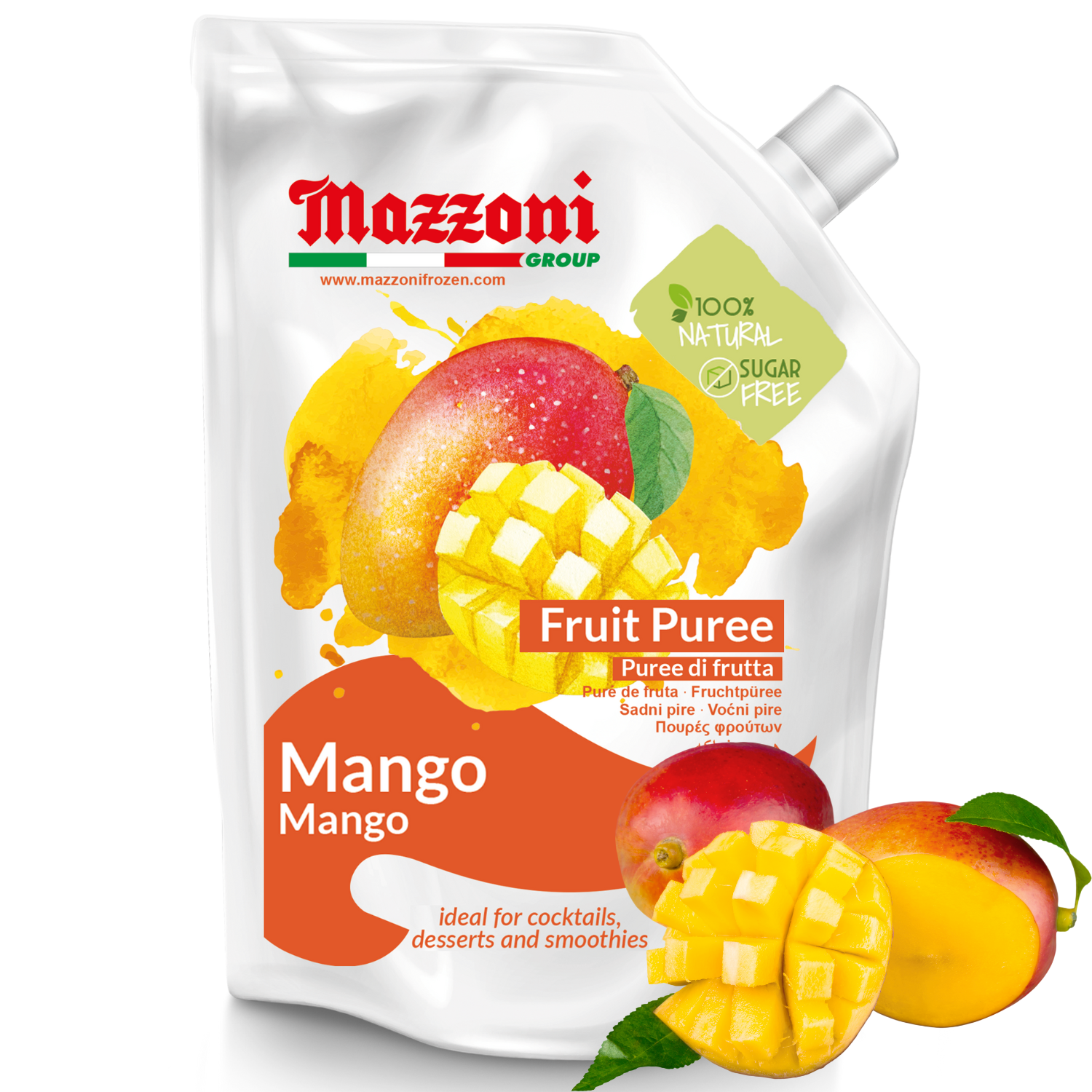 Mazzoni, Mango Puree, 100% Pure Mango, Just Fruit, No Sugar Added, 2.2 lb