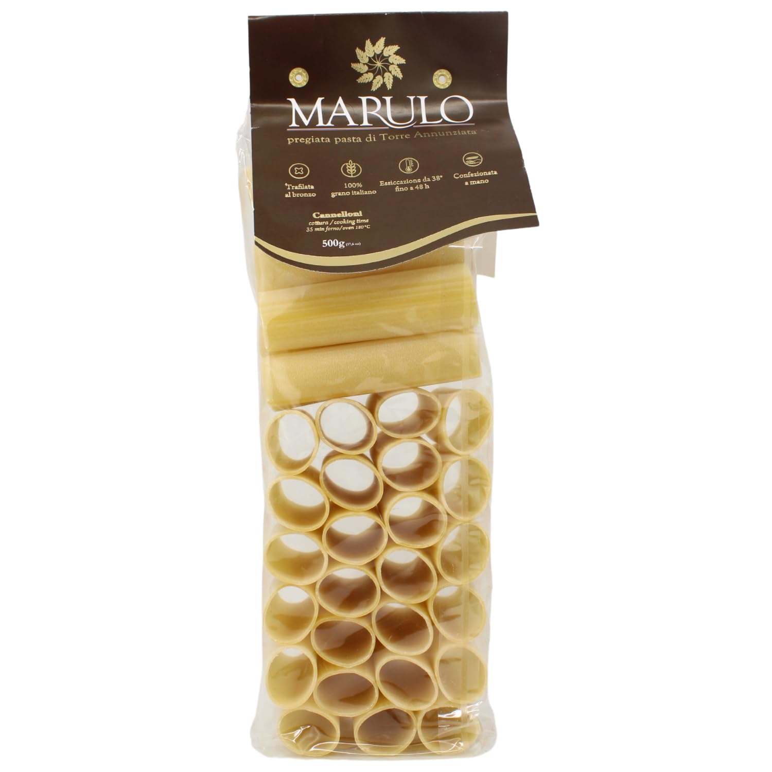 Marulo, Cannelloni, Artisan Italian Pasta, Bronze Die Cut, 1.1 lb (500g)