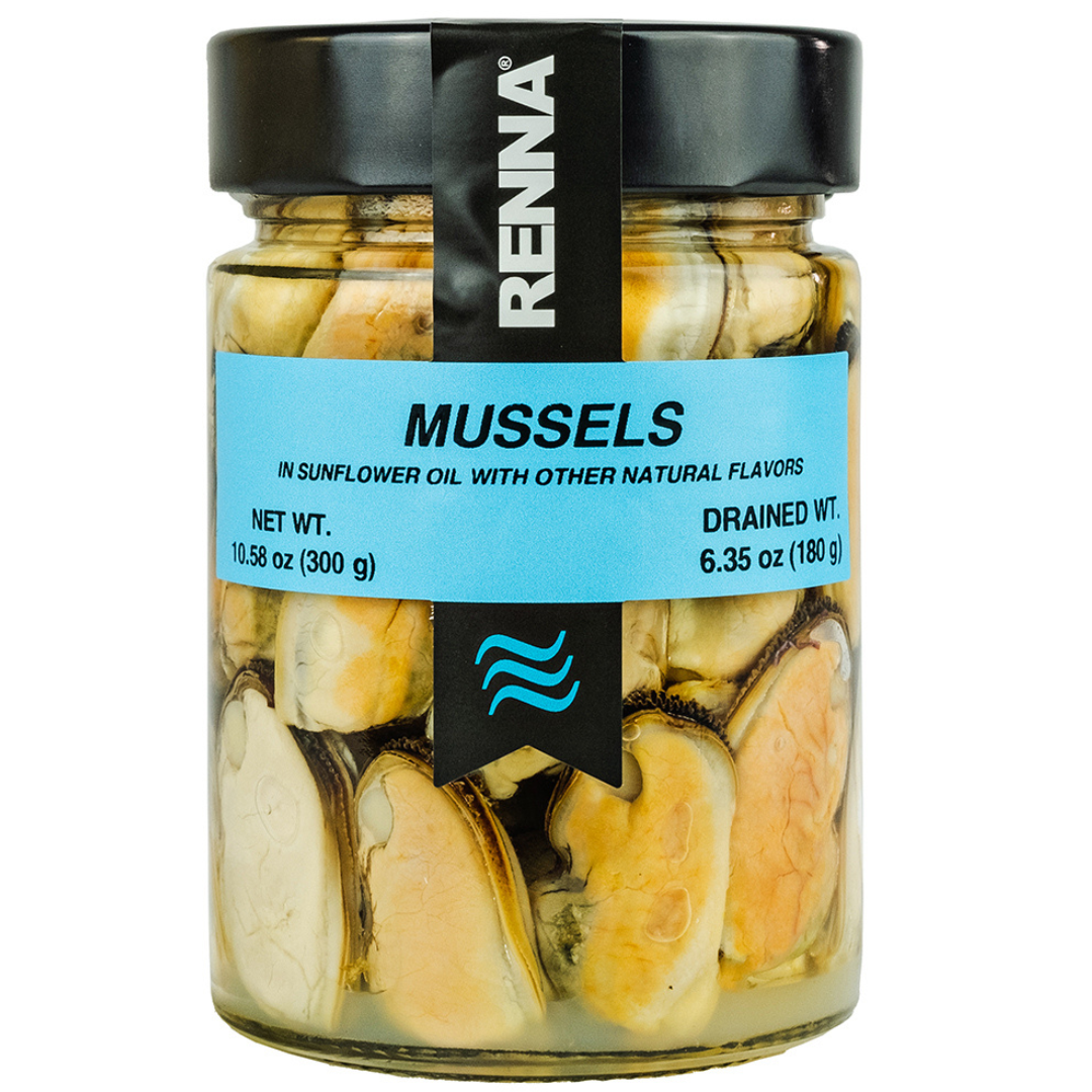 Renna, Succulent Mussels Preserved in Sunflower Oil (10.58 oz) Manzo