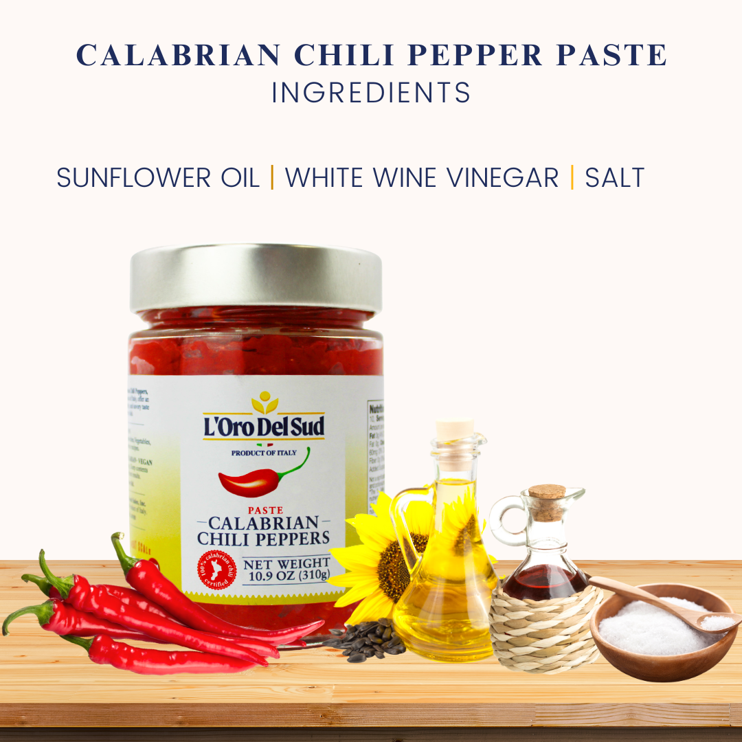 L'Oro Del Sud Certified Authentic,Certified Authentic, Calabrian Chili Pepper Paste, Peppers are Grown in Calabria, Calabiran Chili Pate, 10.9 oz