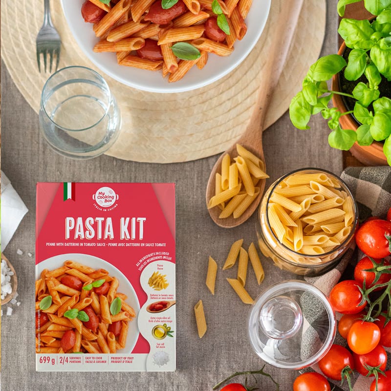 Gourmet Italian Pasta Dinner Kit – Penne with Tomato Sauce, 24.7 oz (699g) Product of Italy – 2 to 3 Servings – My Cooking Box