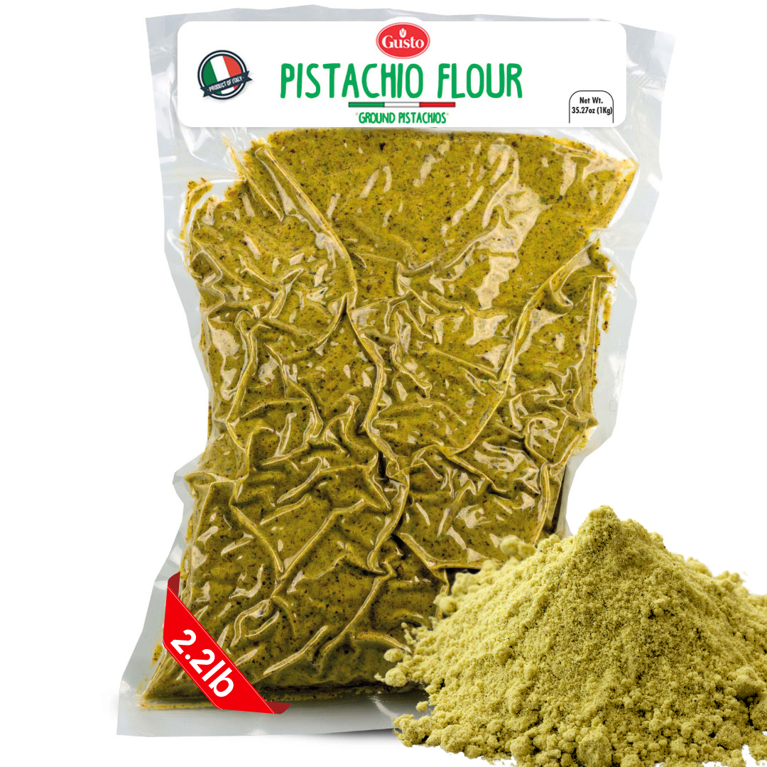 Pistachio Flour, Sicilian Fine Chopped Pistachio Flour, Ground Pistachios, Pistachio Powder, Gluten Free Flour, high Protein, Non Gmo, Vegan, Product of Bronte, Sicily, Italy by Gusto ETNA