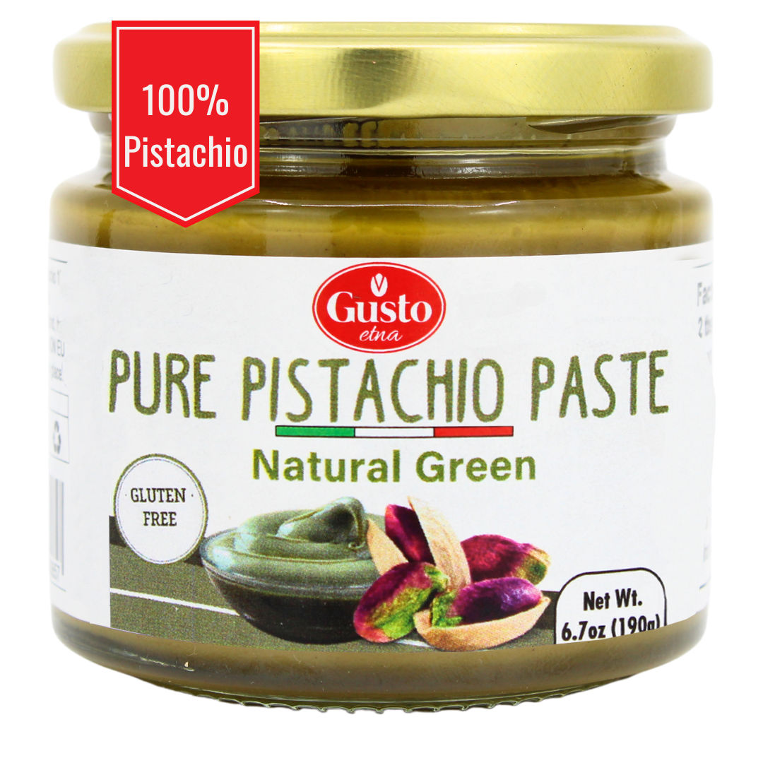 Gusto ETNA Pure Sicilian Pistachio Paste, Unsweetened – 6.7 oz (190 g), Imported by Manzo Food Sales