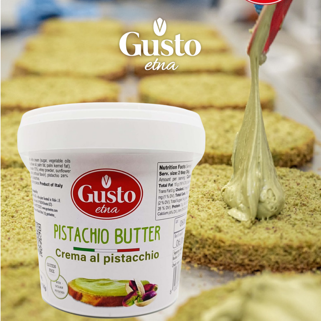 Gusto ETNA Pistachio Cream Nut Butter Bulk - 2.2 lb. (1 kg), Premium Sicilian Pistachio Cream Imported by Manzo Food Sales