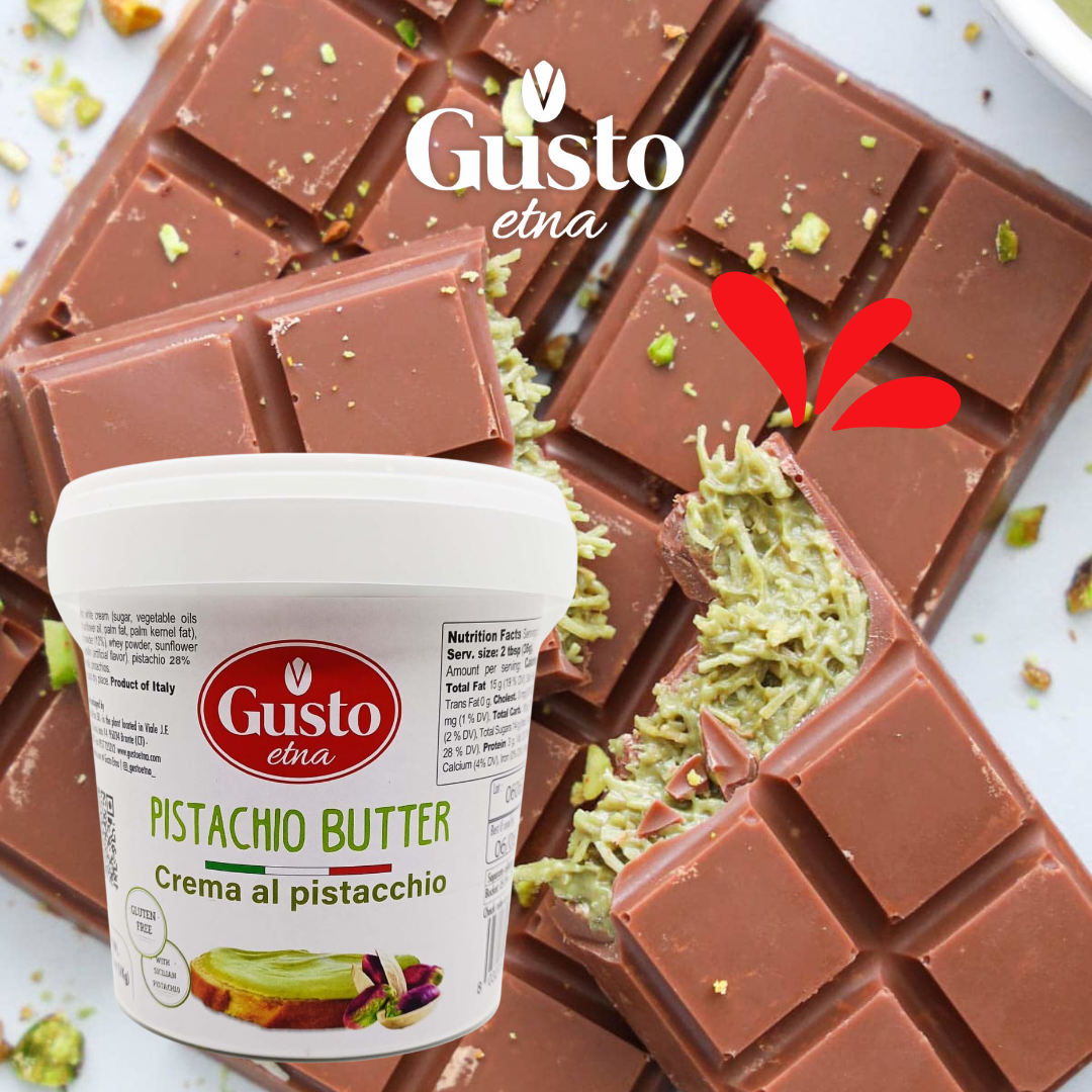 Gusto ETNA Pistachio Cream Nut Butter Bulk - 2.2 lb. (1 kg), Premium Sicilian Pistachio Cream Imported by Manzo Food Sales