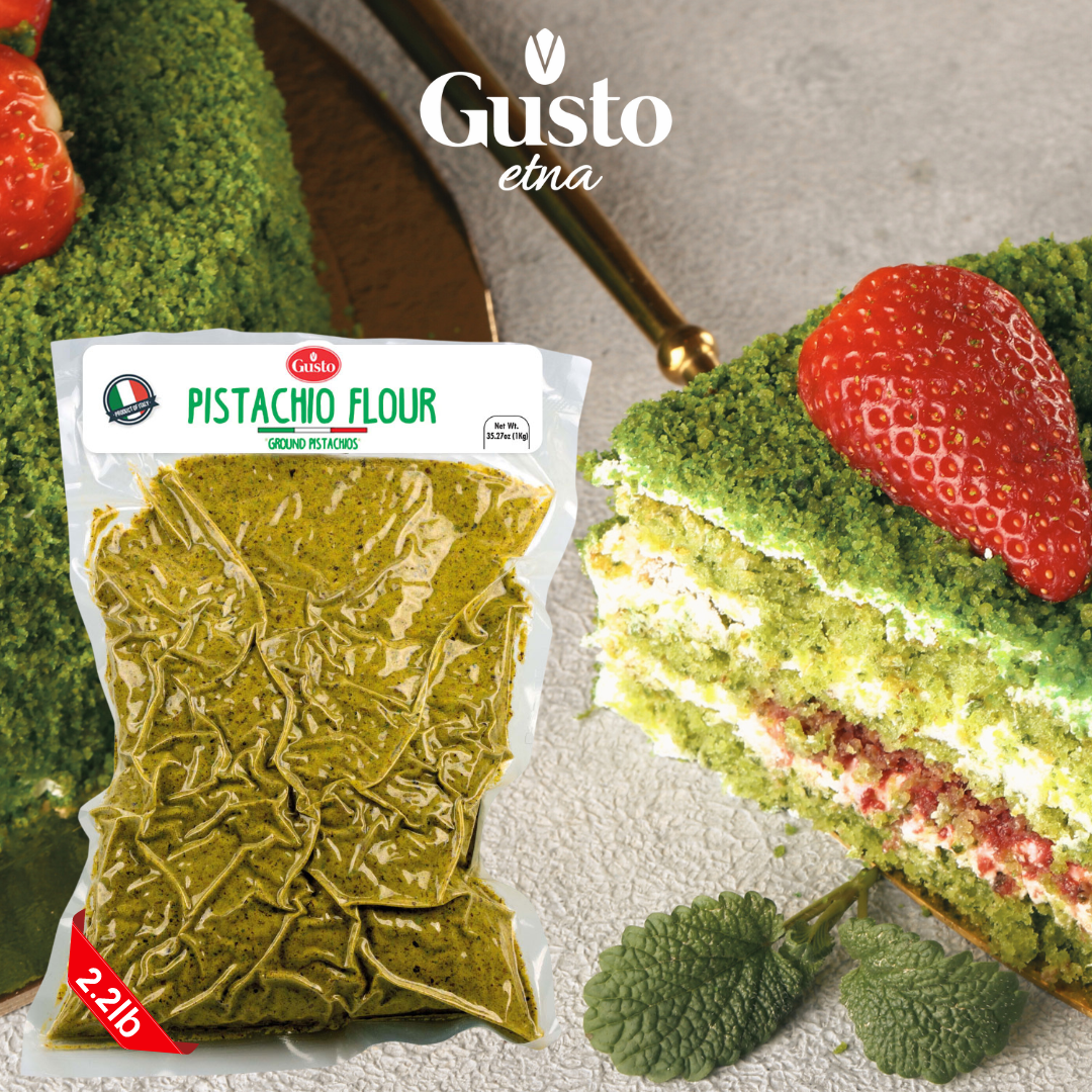 Gusto ETNA Pistachio Flour - 2.2 lb. (1 kg), Premium Sicilian Pistachio Flour Imported by Manzo Food Sales