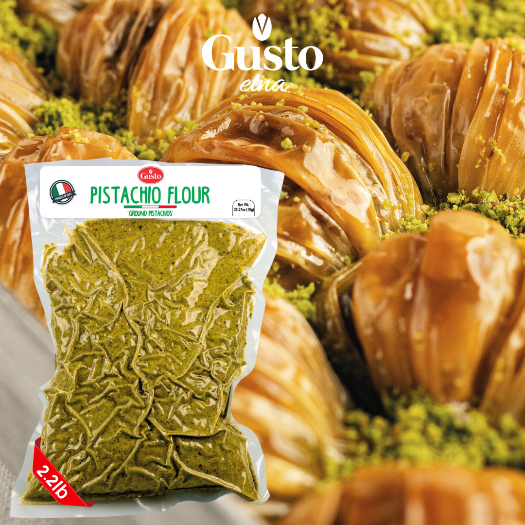 Gusto ETNA Pistachio Flour - 2.2 lb. (1 kg), Premium Sicilian Pistachio Flour Imported by Manzo Food Sales