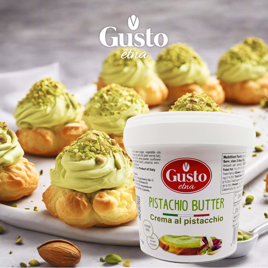 Gusto ETNA Pistachio Cream Nut Butter Bulk - 2.2 lb. (1 kg), Premium Sicilian Pistachio Cream Imported by Manzo Food Sales