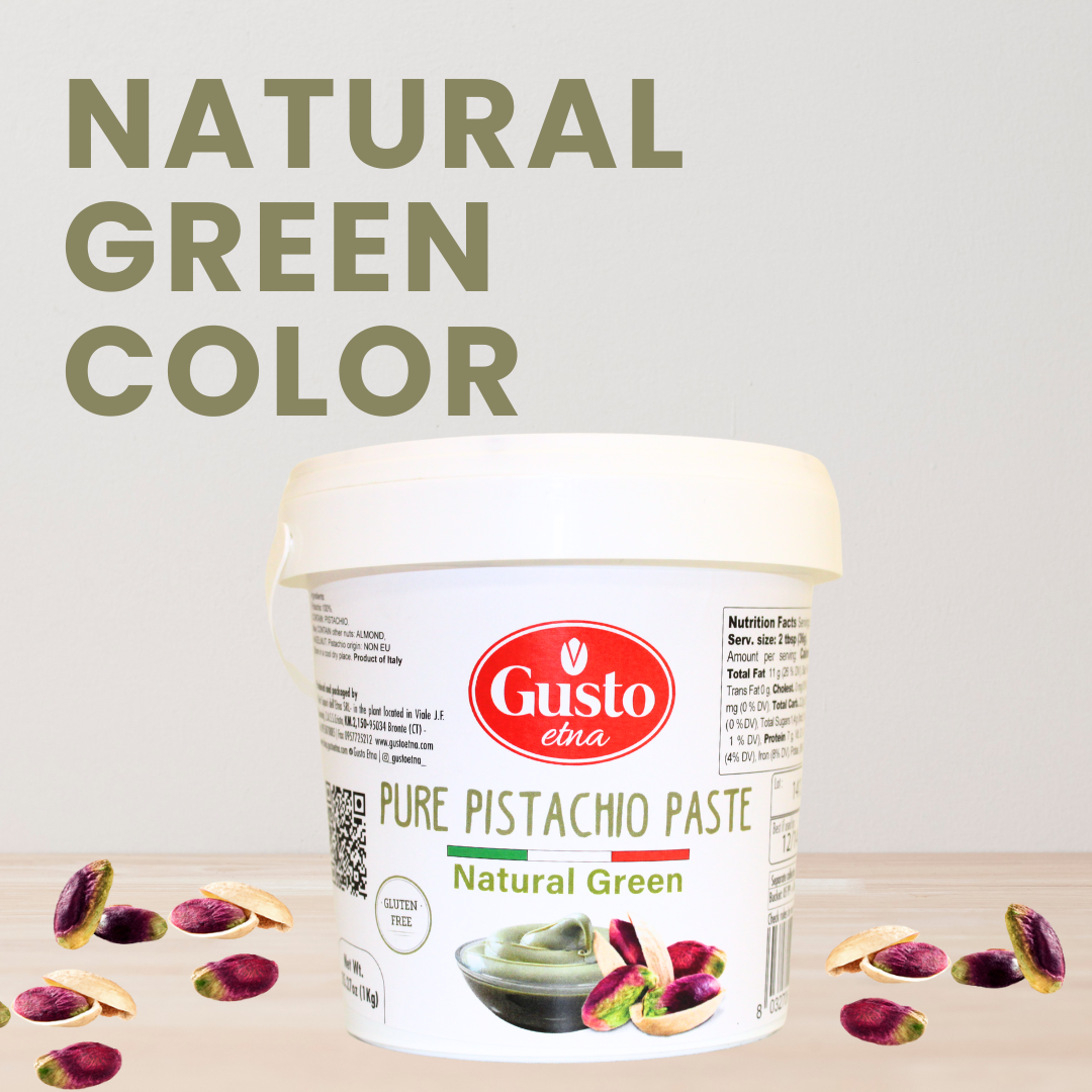 Gusto ETNA Pure Sicilian Pistachio Paste in Bulk - 2.2 lb (1 kg), Premium Sicilian Pistachio Paste Imported by Manzo Food Sales