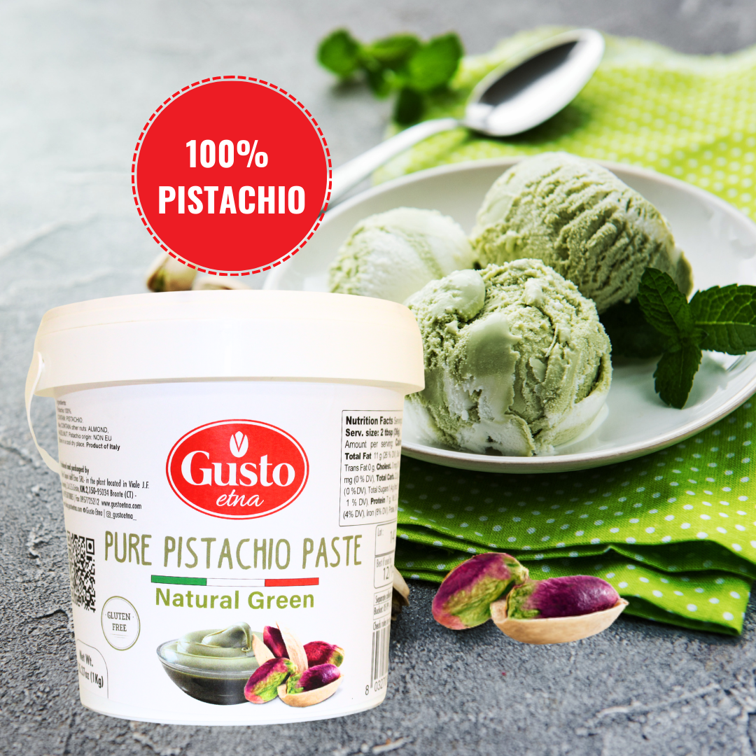 Gusto ETNA Pure Sicilian Pistachio Paste in Bulk - 2.2 lb (1 kg), Premium Sicilian Pistachio Paste Imported by Manzo Food Sales