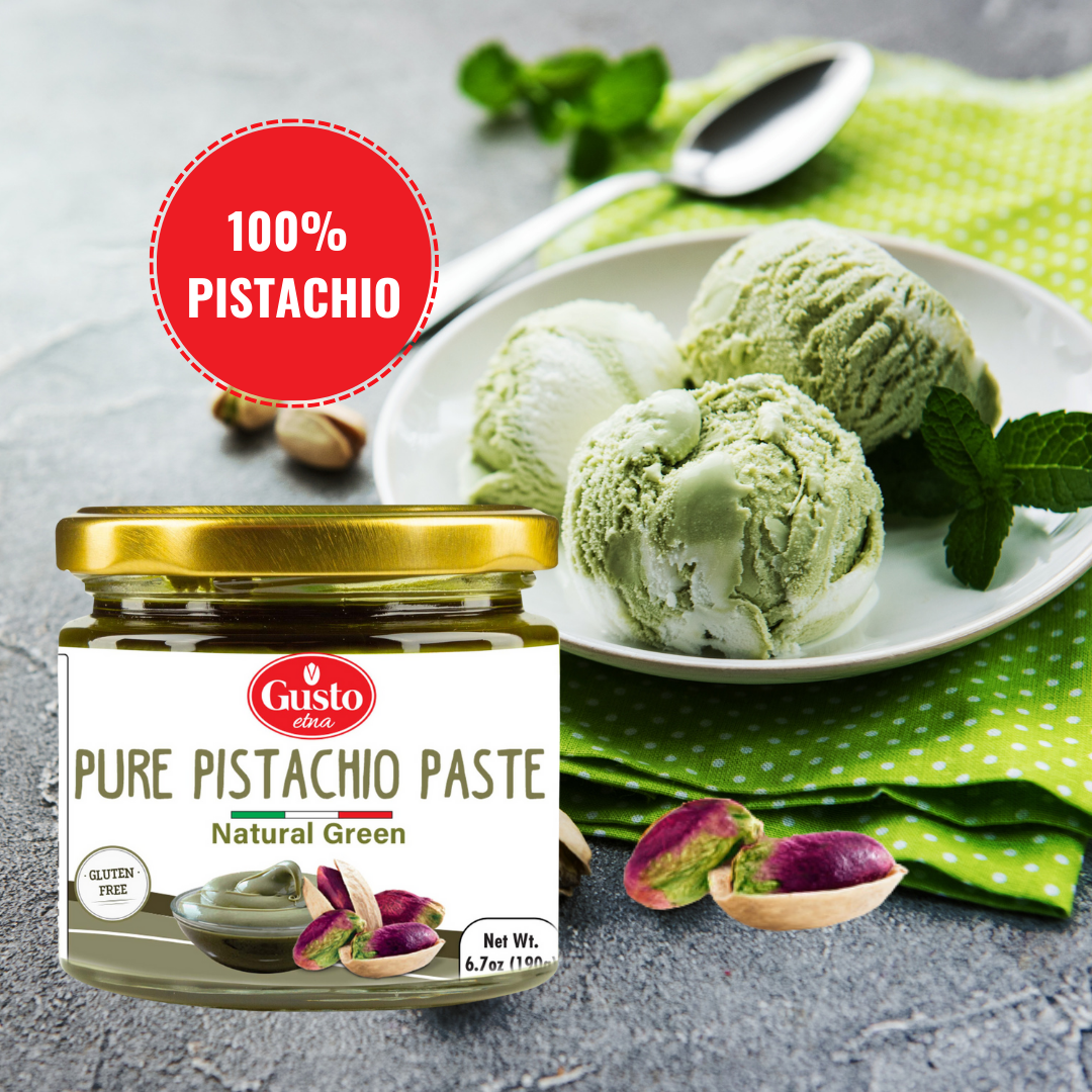 Gusto ETNA Pure Sicilian Pistachio Paste in Bulk - 2.2 lb (1 kg), Premium Sicilian Pistachio Paste Imported by Manzo Food Sales