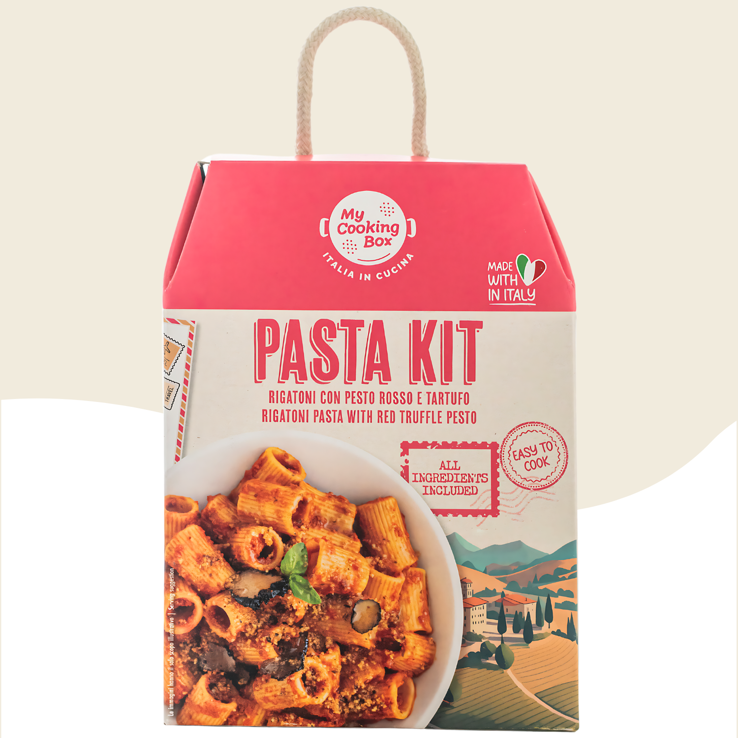 Pasta Meal Kit, Rigatoni with Red Pesto & Truffles, Gourmet Dinner Recipe, Product of Italy, Pre-Portioned for 2 Servings, My Cooking Box