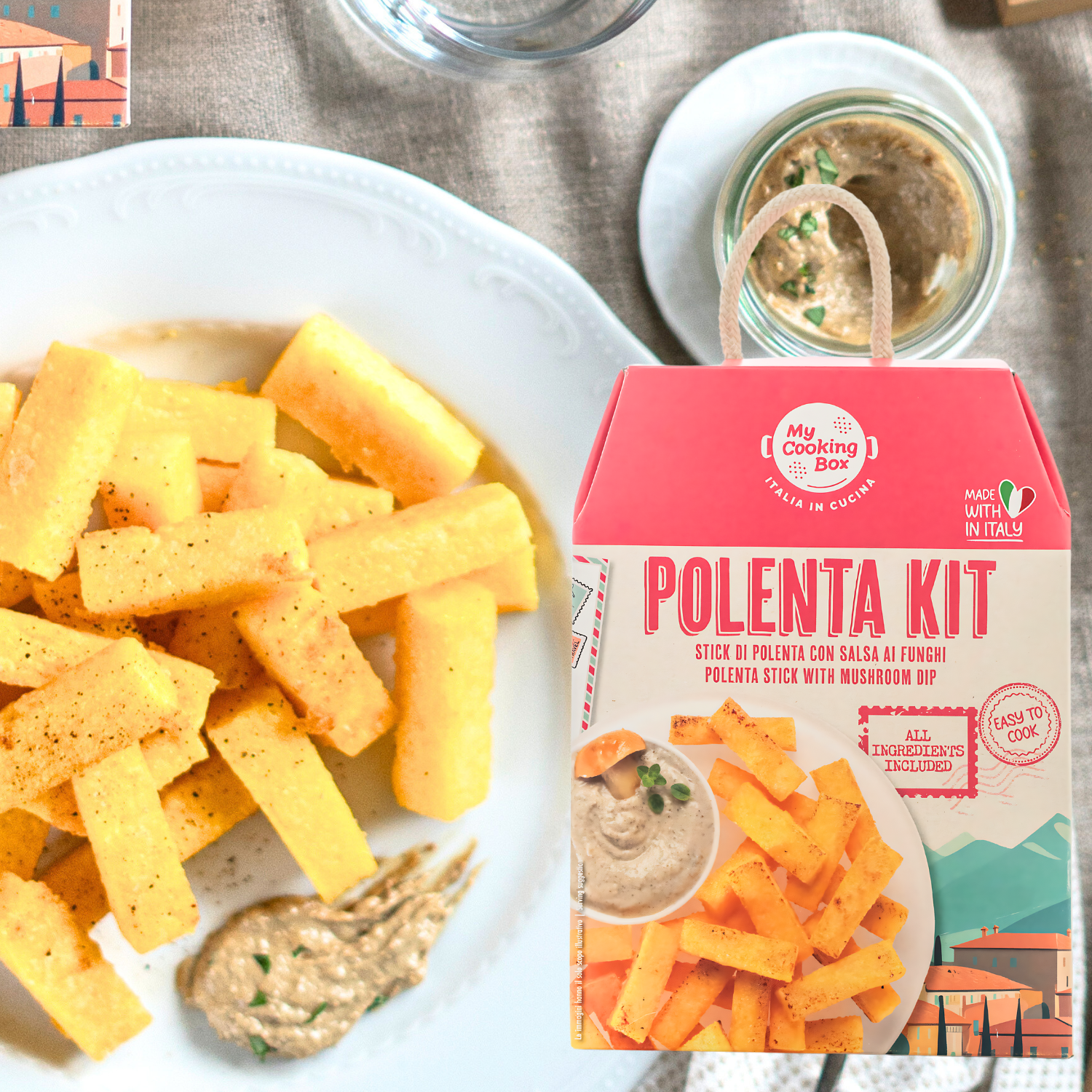 Polenta Mix Kit, Polenta Sticks with Mushroom Dip, Gourmet Dinner Recipe, Product of Italy, 2-3 Servings – My Cooking Box