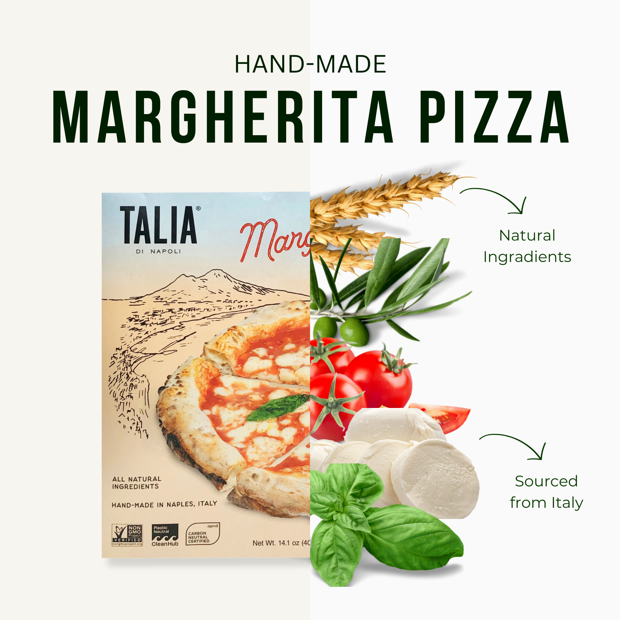 10 Pack, Talia Di Napoli, Frozen Neapolitan Pizza, Margherita, Product of Italy, 10 X 14.1 oz  Retail Box