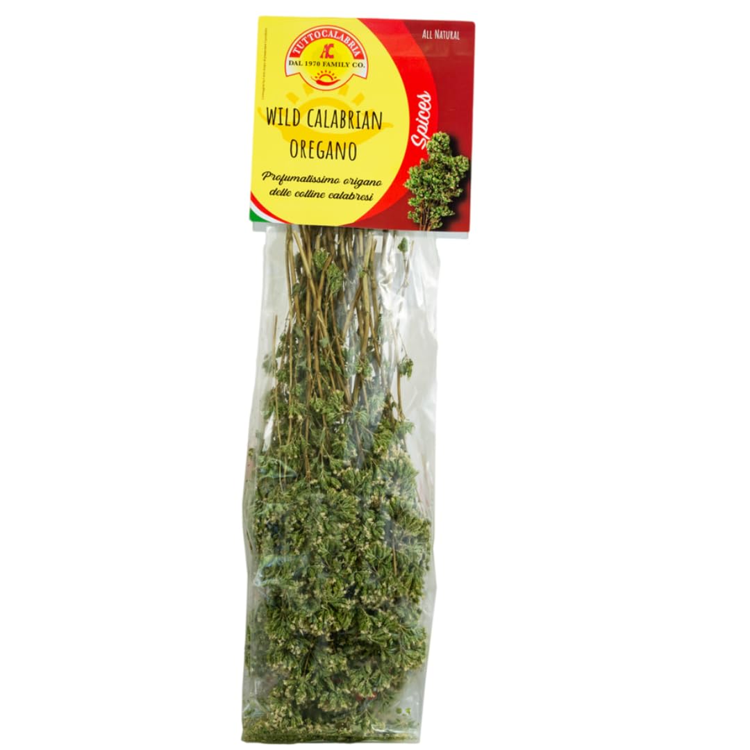 Tutto Calabria Dried Calabrian Oregano on Stem (1 Pack x 40 g) - Imported by Manzo