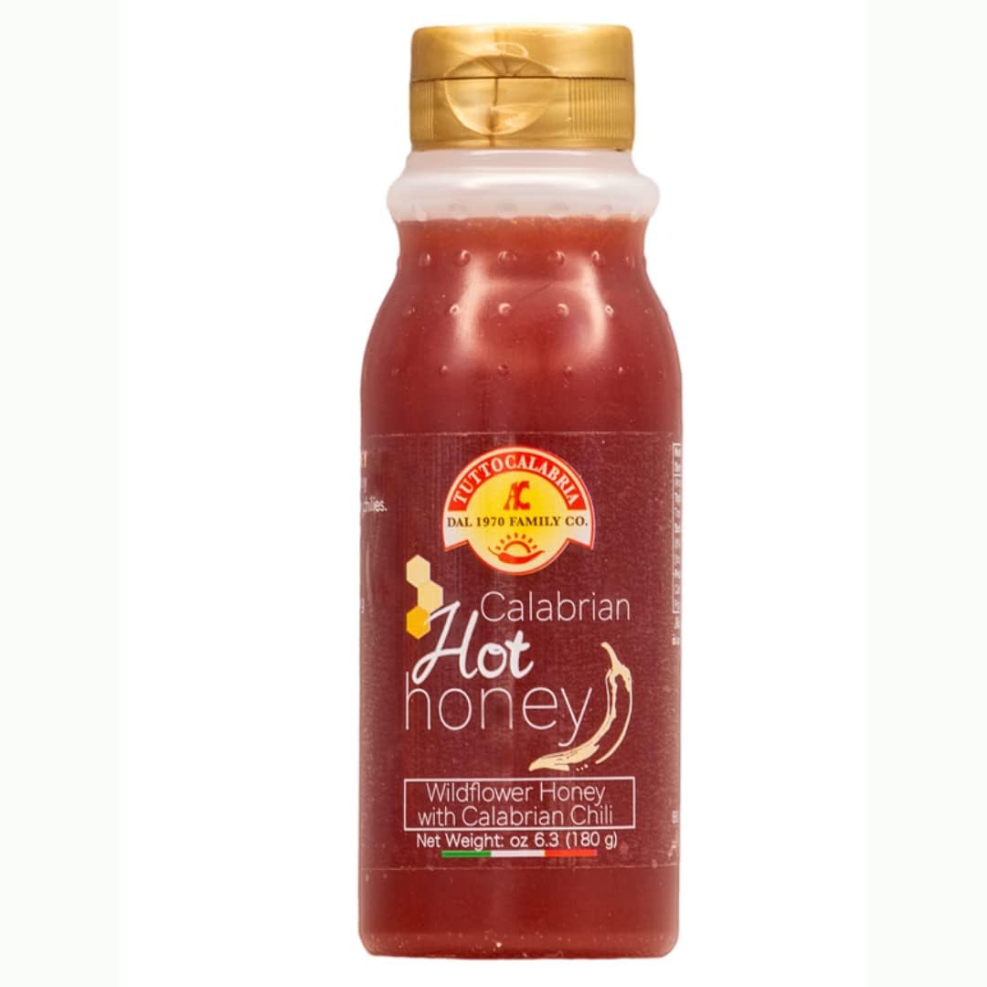 Tutto Calabria Hot Honey - 6.3 oz (180g) - Orange Blossom Honey Infused with Calabrian Chili Peppers, Imported by Manzo